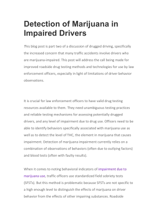 Detection of Marijuana in Impaired Drivers