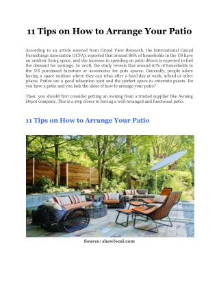 11 Tips on How to Arrange Your Patio