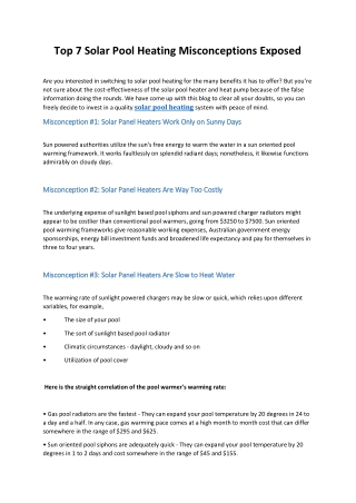 Top 7 Solar Pool Heating Misconceptions Exposed