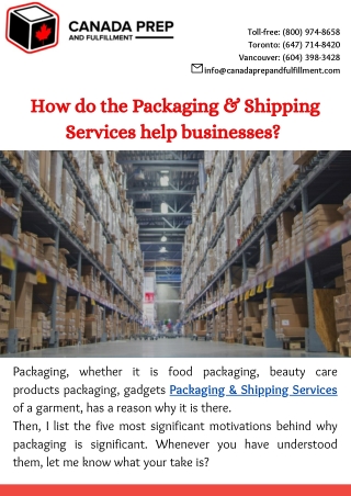 How do the Packaging & Shipping Services help businesses