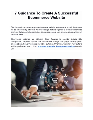 7 Guidance To Create A Successful Ecommerce Website