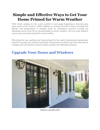 Simple and Effective Ways to Get Your Home Primed for Warm Weather
