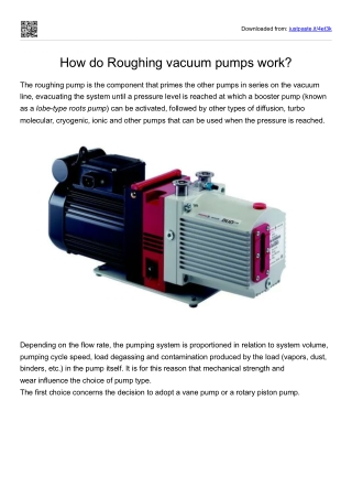 How do Roughing vacuum pumps work