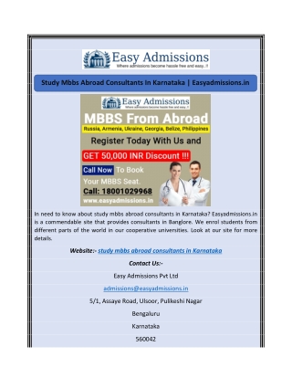 Study Mbbs Abroad Consultants In Karnataka | Easyadmissions.in