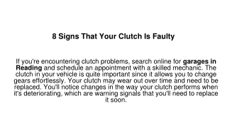 8 Signs That Your Clutch Is Faulty