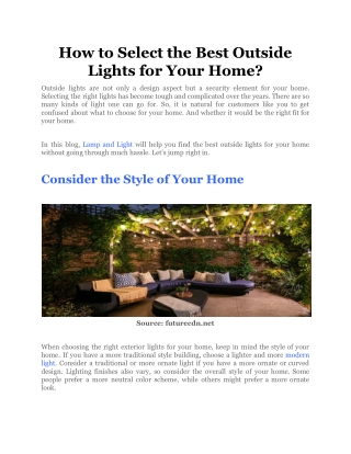 How to Select the Best Outside Lights for Your Home_