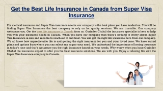 Get the Best Life Insurance in Canada from Super Visa Insurance