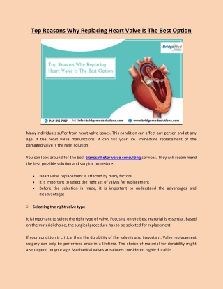 Top Reasons Why Replacing Heart Valve Is The Best Option