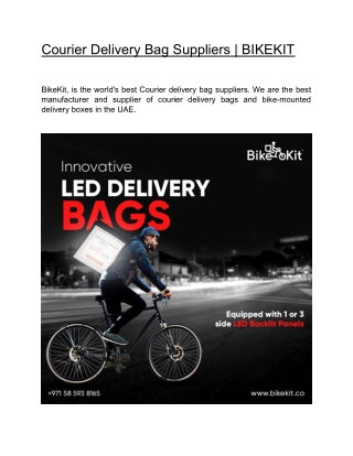 Courier Delivery Bag Suppliers  | BIKEKIT