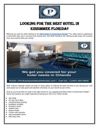 Best Hotel In Kissimmee Florida
