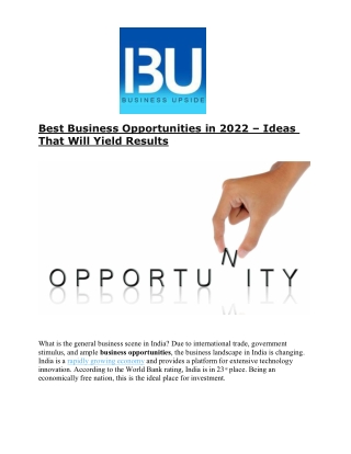 Best Business Opportunities in 2022 – Ideas That Will Yield Results