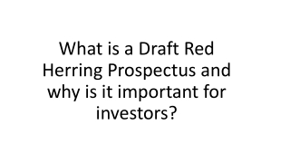 What is a Draft Red Herring Prospectus and why is it important for investors