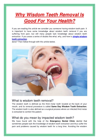 Why Wisdom Teeth Removal Is Good For Your Health