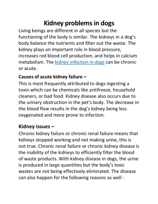 Kidney problems in dogs