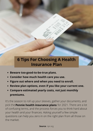 6 Tips For Choosing A Health Insurance Plan