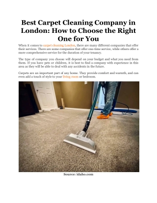 Best Carpet Cleaning Company in London_ How to Choose the Right One for You