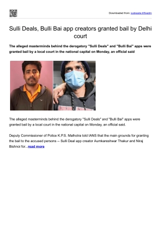 Sulli Deals, Bulli Bai app creators granted bail by Delhi court