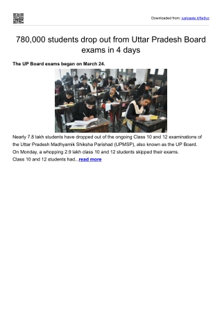 780,000 students drop out from Uttar Pradesh Board exams in 4 days
