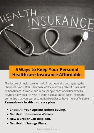 5 Ways to Keep Your Personal Healthcare Insurance Affordable