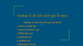 त्र्यंबकेश्वर में की जाने वाली पूजा के प्रकार