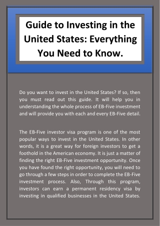 Guide to Investing in the United States Everything You Need to Know.