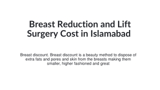 Breast Reduction and Lift Surgery Cost in Islamabad