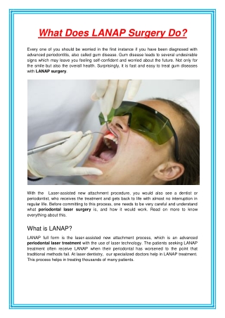 What Does LANAP Surgery Do