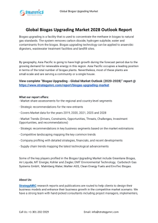 2021 Biogas Upgrading Industry Global Analysis Report