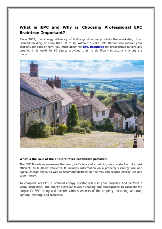 What is EPC and Why is Choosing Professional EPC Braintree Important