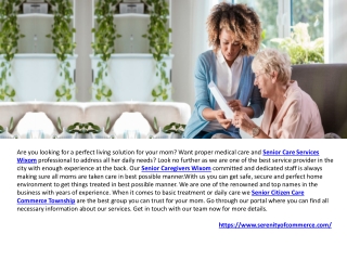 Senior Caregivers & Elder Care Services Commerce Township