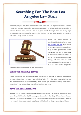 Searching For The Best Los Angeles Law Firm