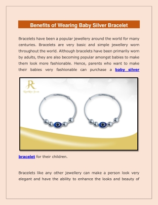 Benefits of Wearing Baby Silver Bracelet