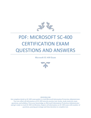 PDF: Microsoft SC-400 Certification Exam Questions and Answers