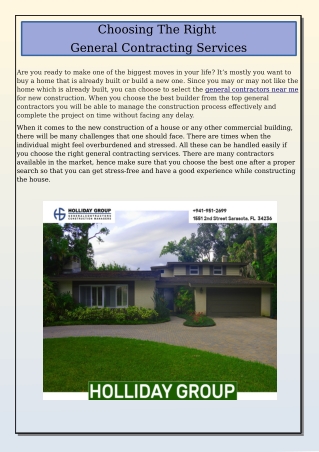 Choosing The Right General Contracting Services