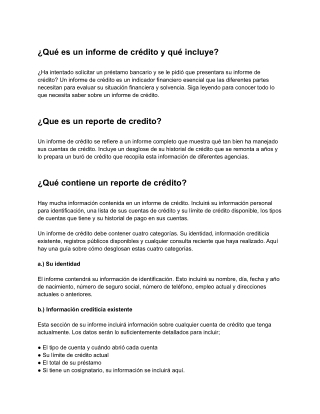 ¿Qué es un informe de crédito y qué incluye?