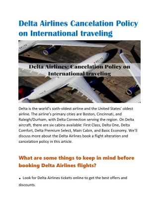 Delta Airlines Cancelation Policy on International traveling