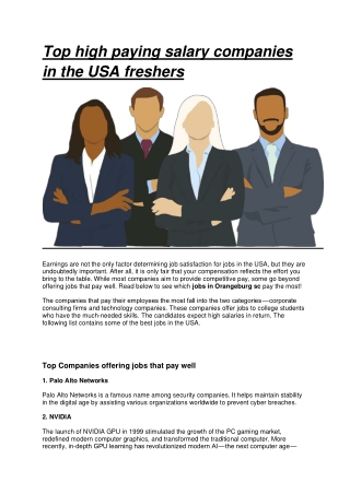 Top high paying salary companies in the USA freshers