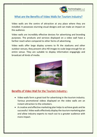 What are the Benefits of Video Walls for Tourism Industry?