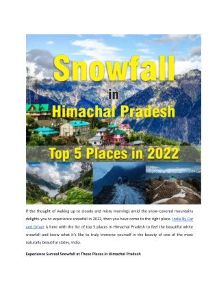 snowfall in himachal pradesh top 5 places in 2022