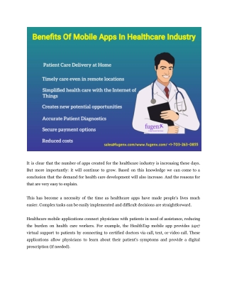 Benefits Of Mobile Apps In Healthcare Industry