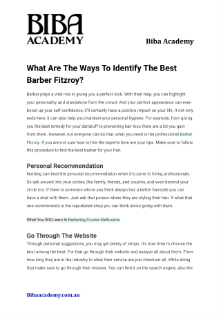 What Are The Ways To Identify The Best Barber Fitzroy