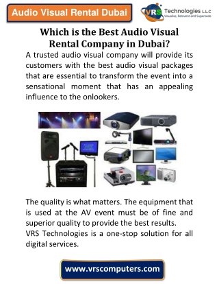 Which is the Best Audio Visual Rental Company in Dubai?