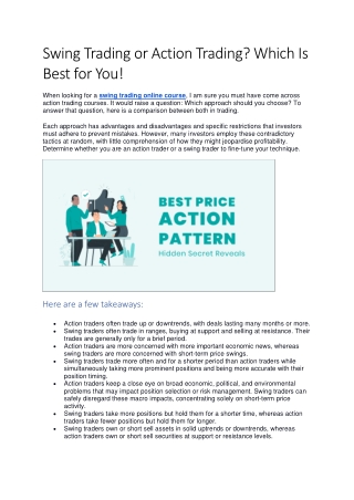 Swing Trading Or Action Trading? Which Is Best For You!