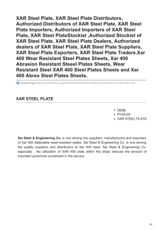 XAR Steel Plate SaiSteel & Engineering Company