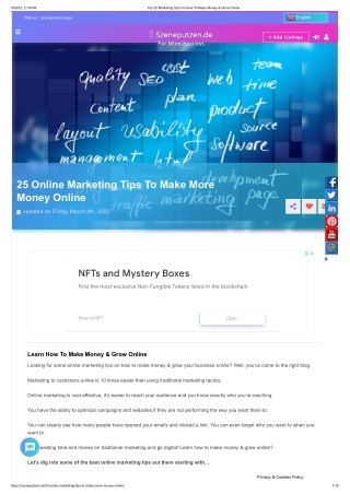 How to Make Money & Grow Online | Szeneputzen