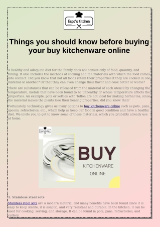 Things you should know before buying your buy kitchenware online