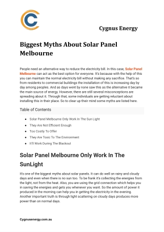 Biggest Myths About Solar Panel Melbourne