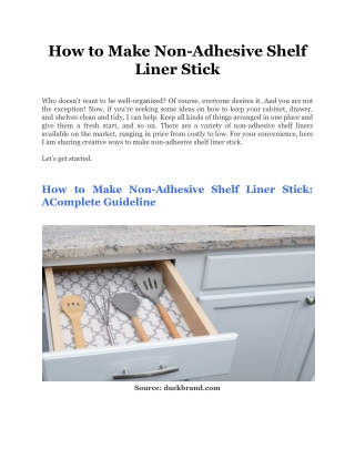 How to Make Non-Adhesive Shelf Liner Stick