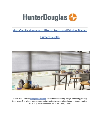 High Quality Honeycomb Blinds | Horizontal Window Blinds | Hunter Douglas