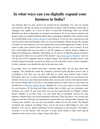 In what ways can you digitally expand your business in India